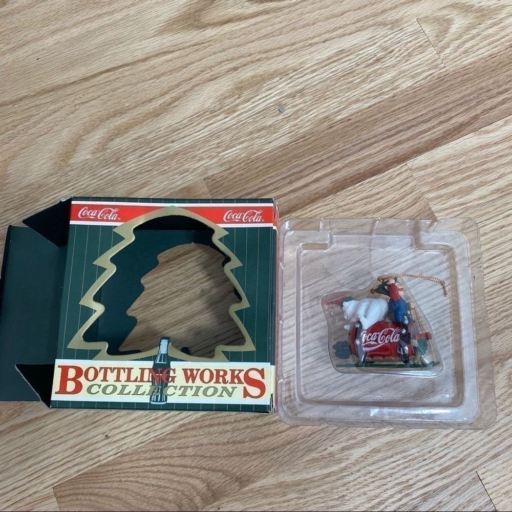 Vintage Coca Cola Christmas Ornament Bear Elf Sled